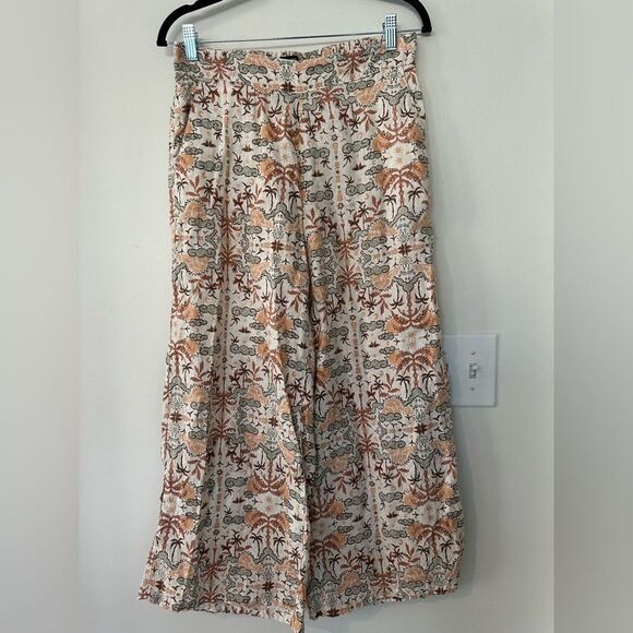 Tahari TropicalPrinted Linen Wide Leg Pants M - Picture 1 of 6